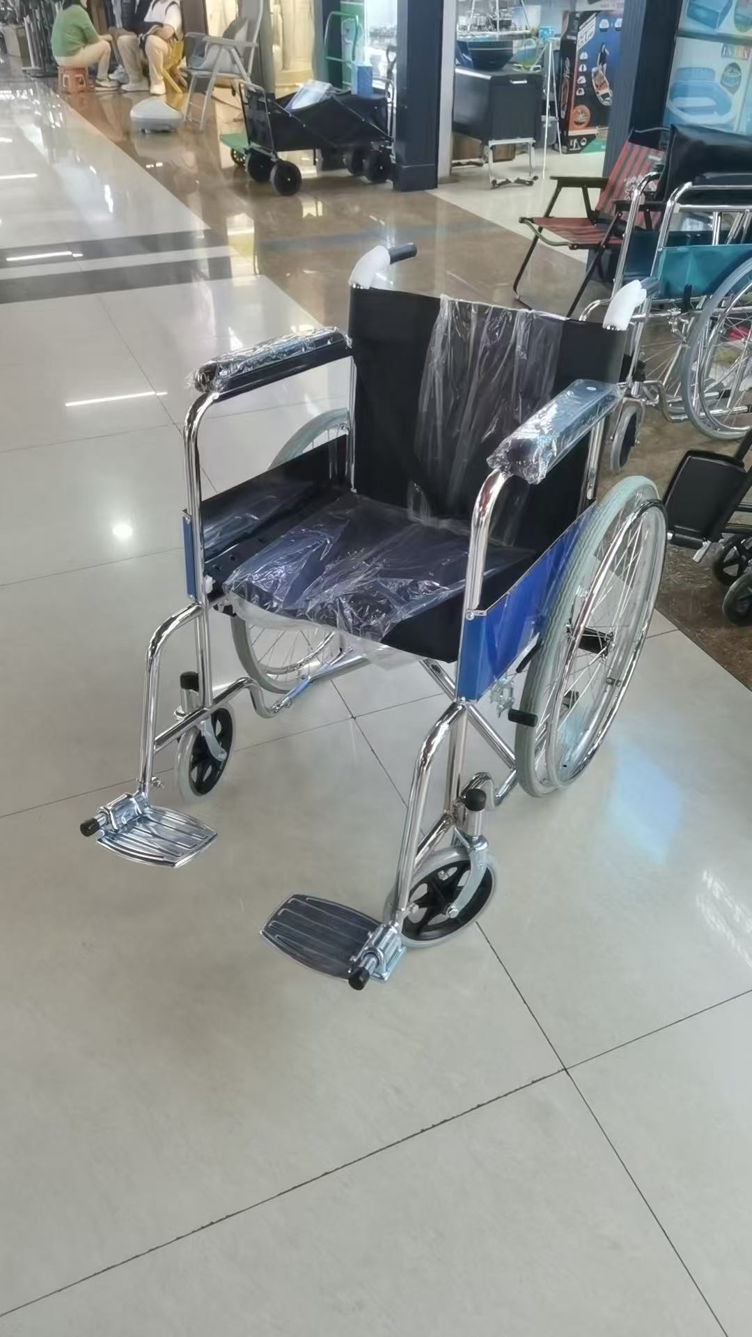 Electric Wheelchair with Soft Leather Seat & Solid Tires
