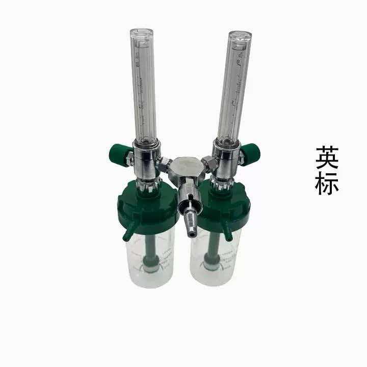 Dual Outlet Medical Oxygen Flowmeter with Double Humidifier Bottles / Two-patient Oxygen Inhaler