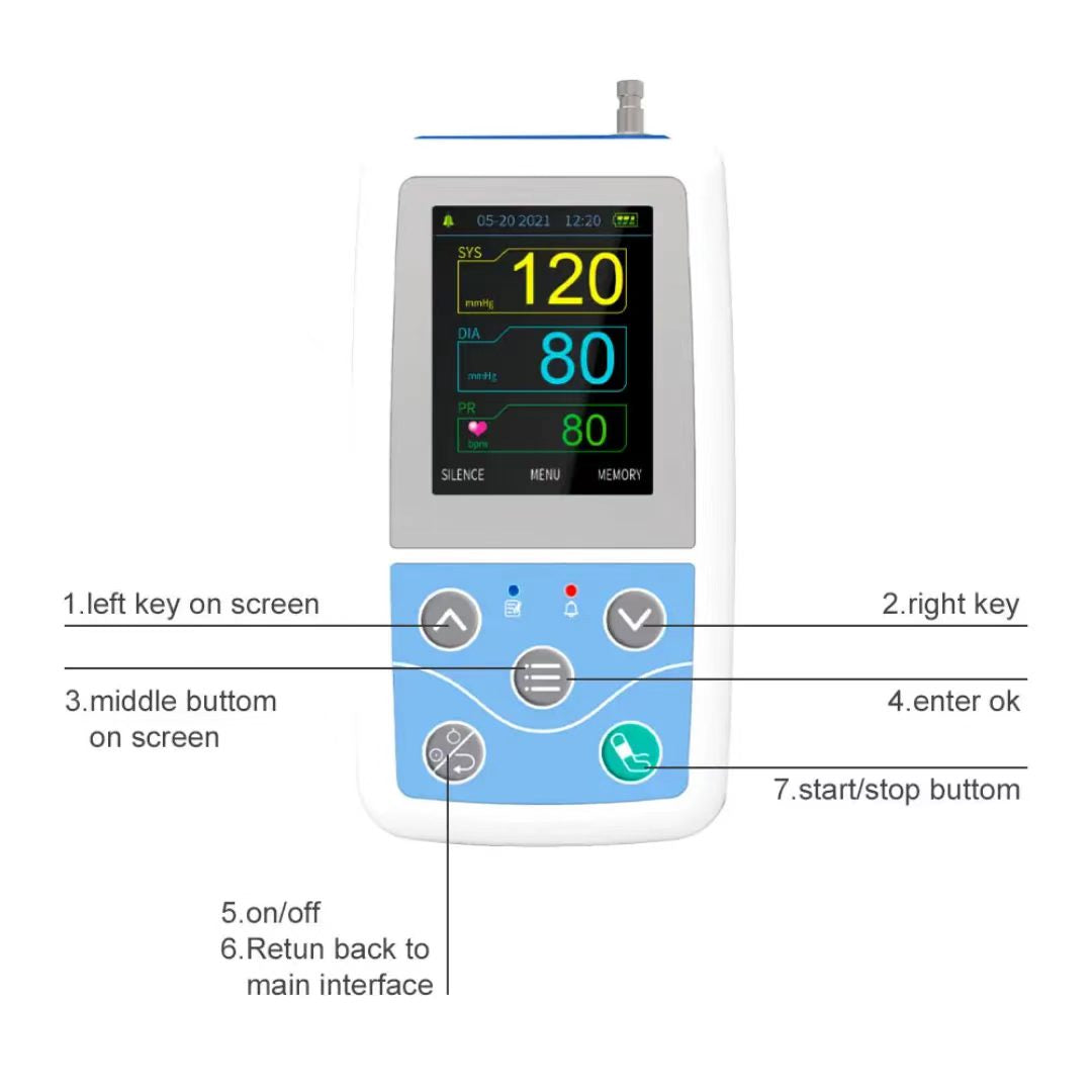CONTEC ABPM50 Ambulatory Blood Pressure Monitor System 24H NIBP Holter with Adult Cuff & Data Analysis Software