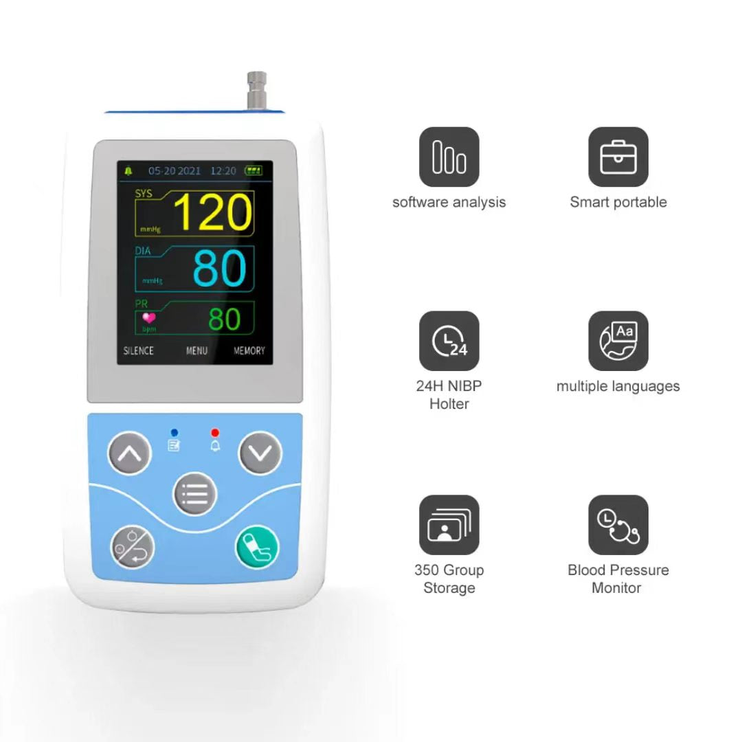 CONTEC ABPM50 Ambulatory Blood Pressure Monitor System 24H NIBP Holter with Adult Cuff & Data Analysis Software