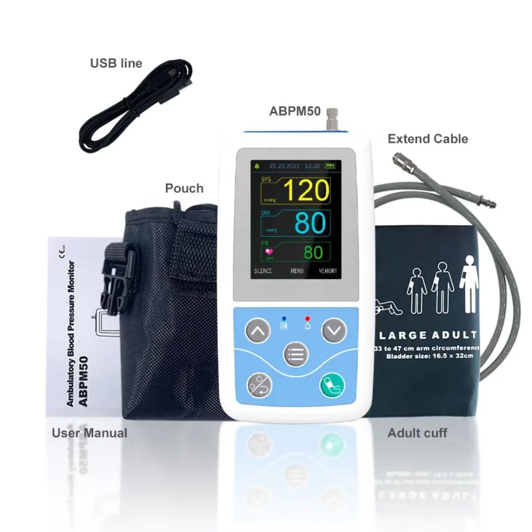 CONTEC ABPM50 Ambulatory Blood Pressure Monitor System 24H NIBP Holter with Adult Cuff & Data Analysis Software