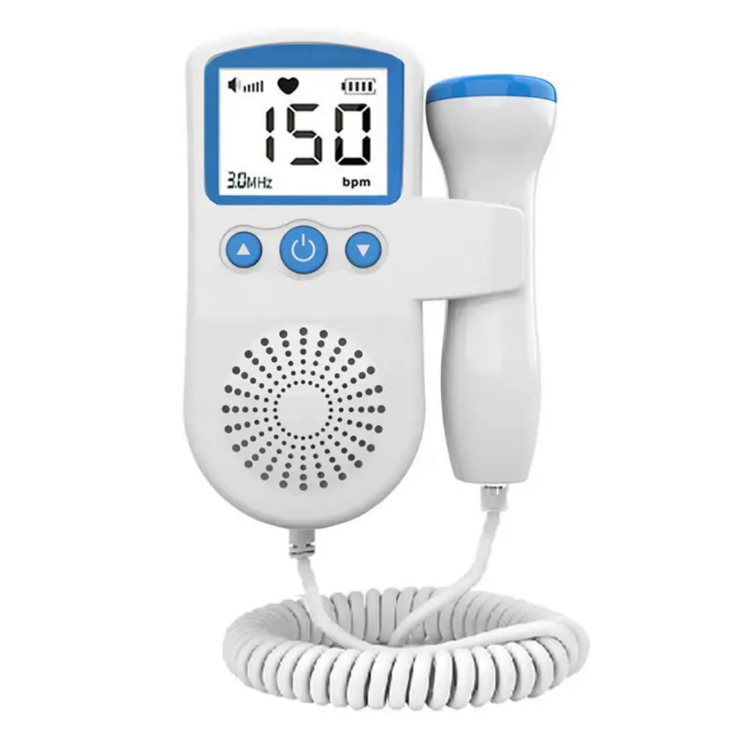 Fetal Doppler Heart Rate Monitor for Home Pregnancy Use - LCD Display with Pink Probe