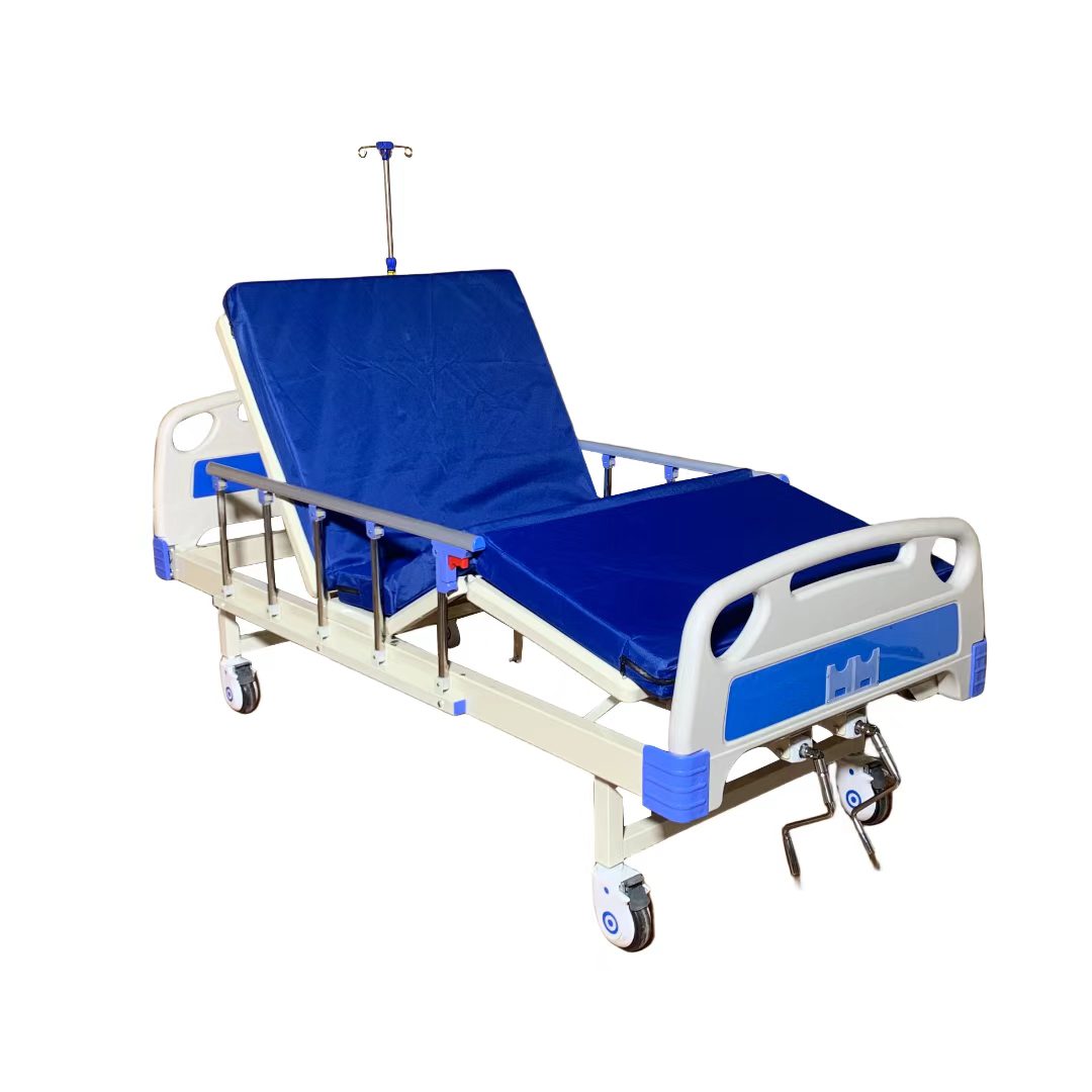 Two Cranks Manual Hospital Bed, Durable Steel Frame, Medical Bed for Clinic & Home Care