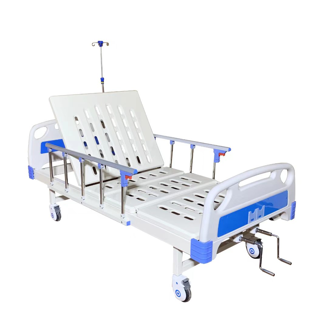 Two Cranks Manual Hospital Bed, Durable Steel Frame, Medical Bed for Clinic & Home Care
