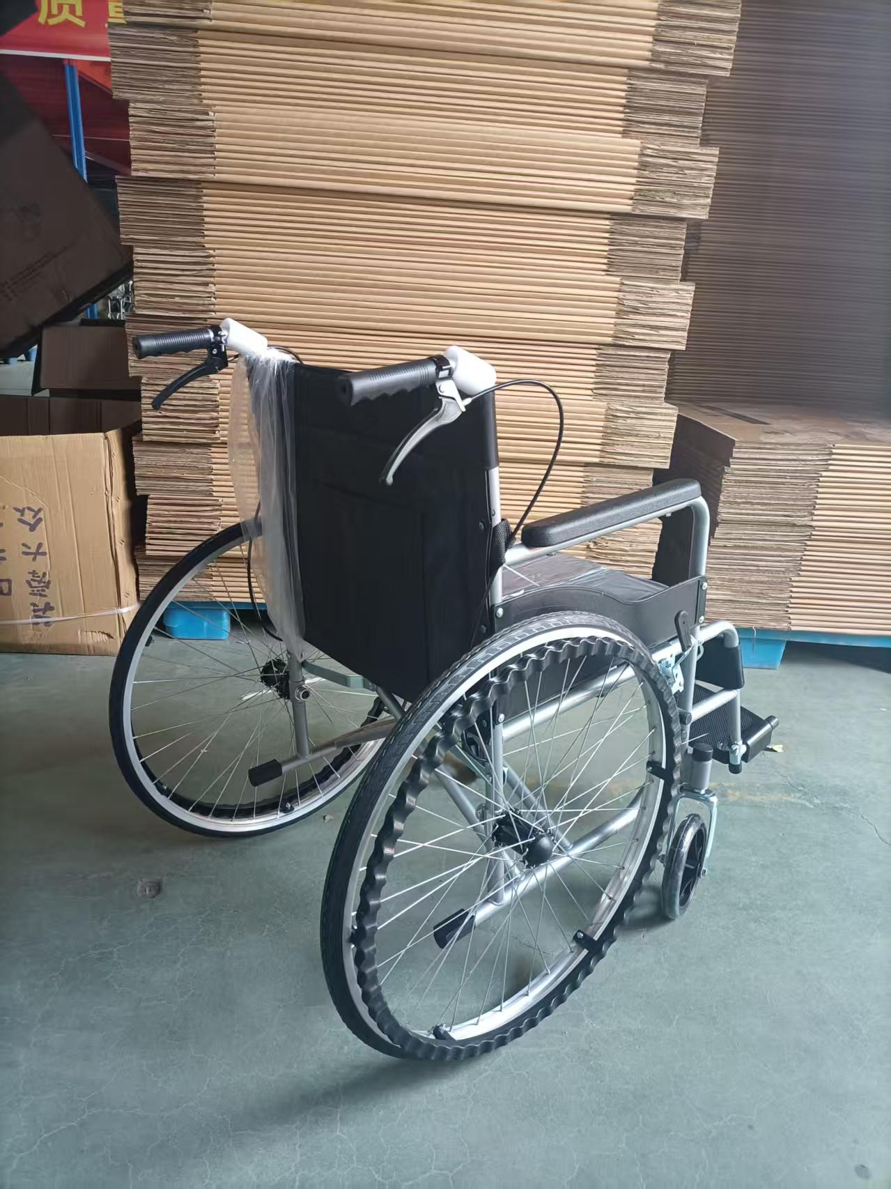 Black Cloth Commode Wheelchair with Solid Tires