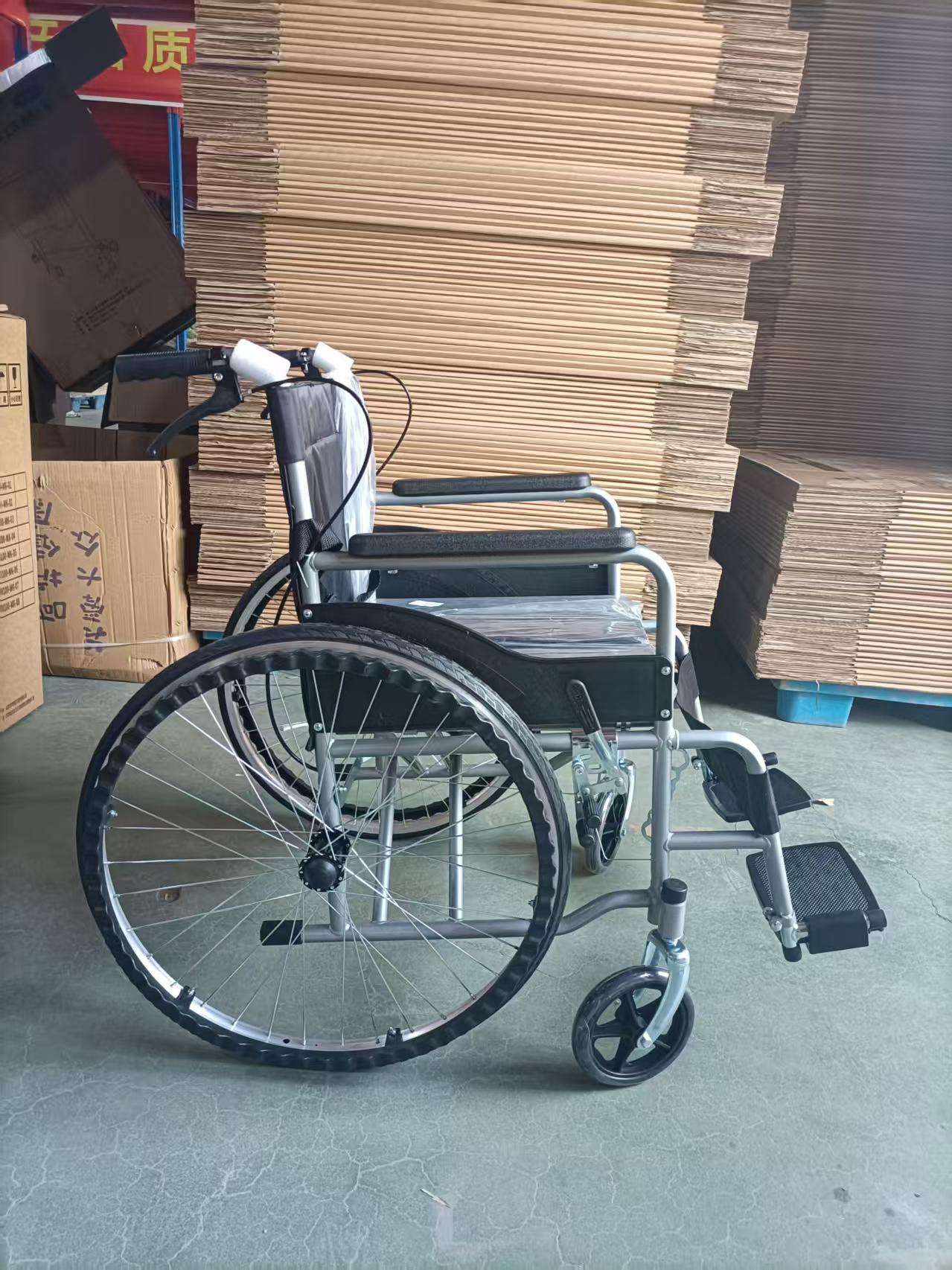Black Cloth Commode Wheelchair with Solid Tires