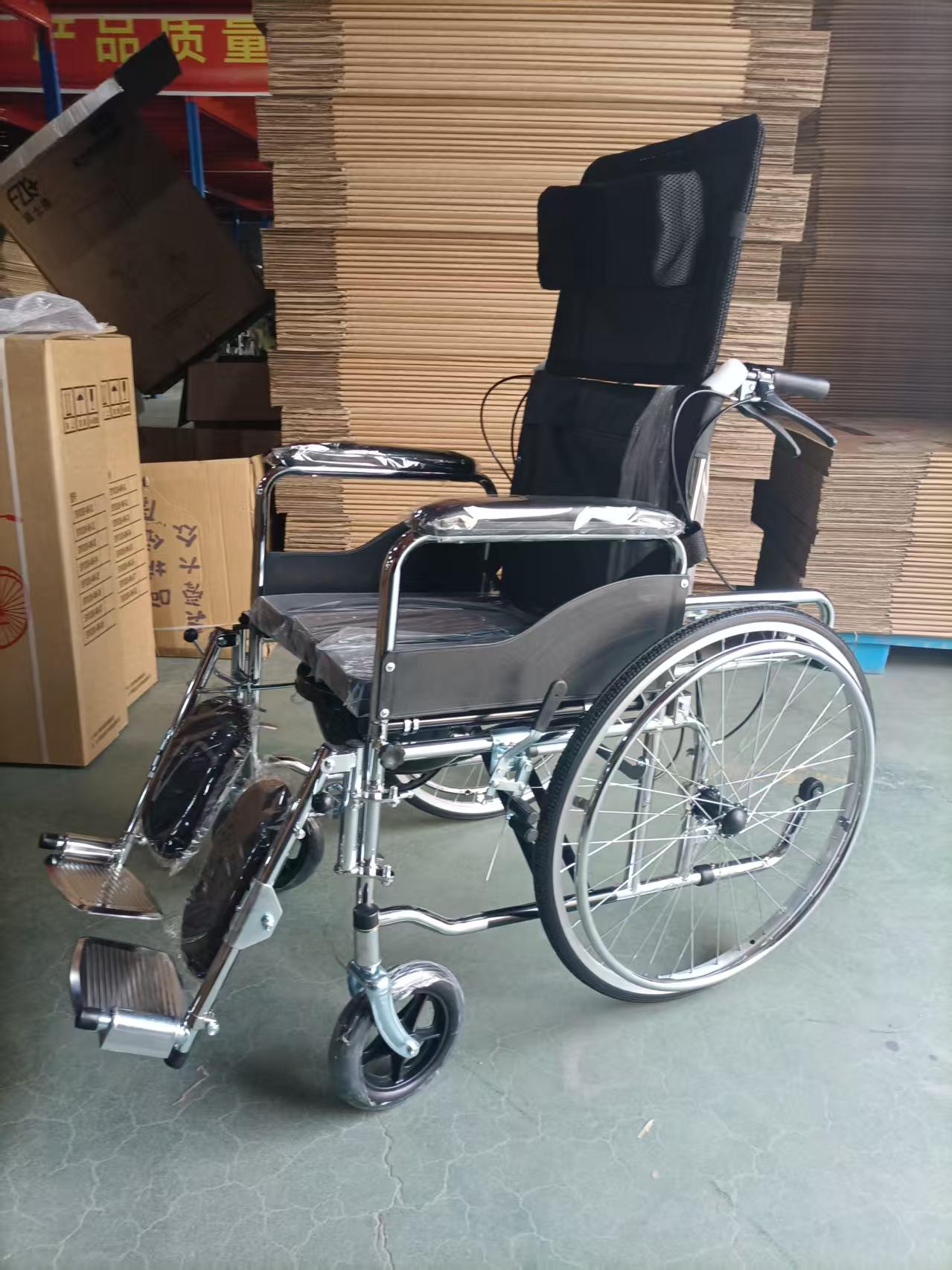 Electric Hydraulic Wheelchair with Leather Bucket, Electric Hand Rings & Solid Tires