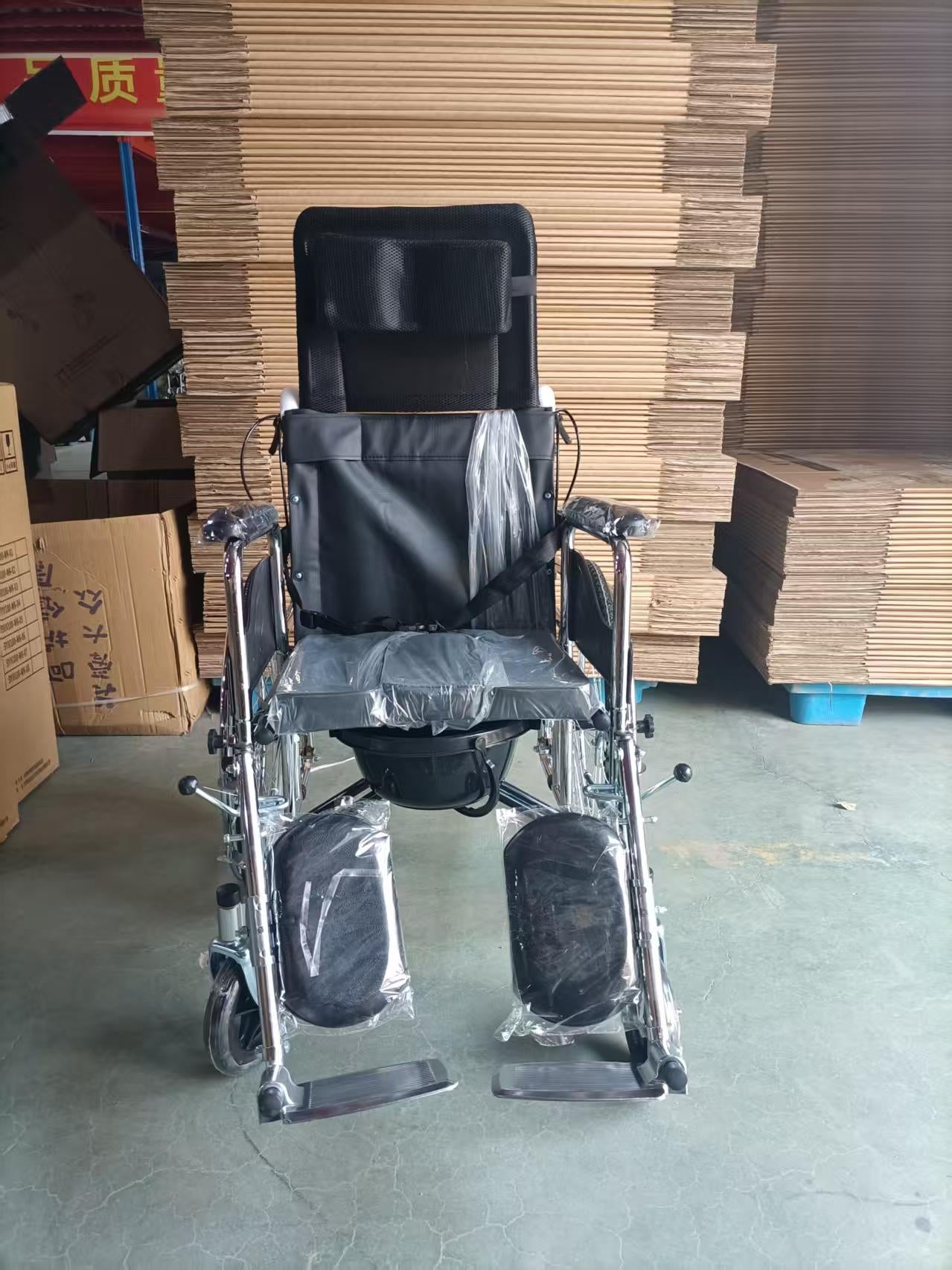 Electric Hydraulic Wheelchair with Leather Bucket, Electric Hand Rings & Solid Tires
