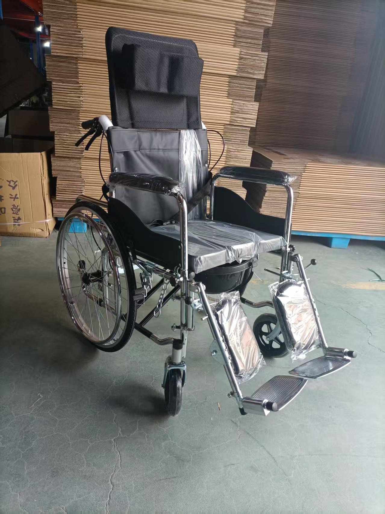 Electric Hydraulic Wheelchair with Leather Bucket, Electric Hand Rings & Solid Tires
