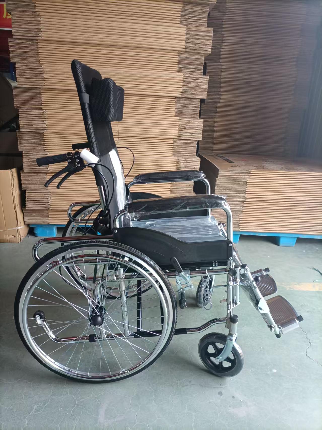 Electric Hydraulic Wheelchair with Leather Bucket, Electric Hand Rings & Solid Tires