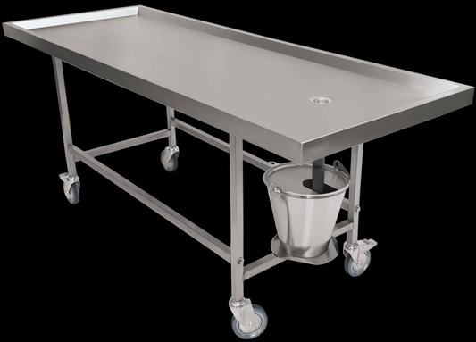 Stainless Steel Mobile Dissection Table With Waste Bucket