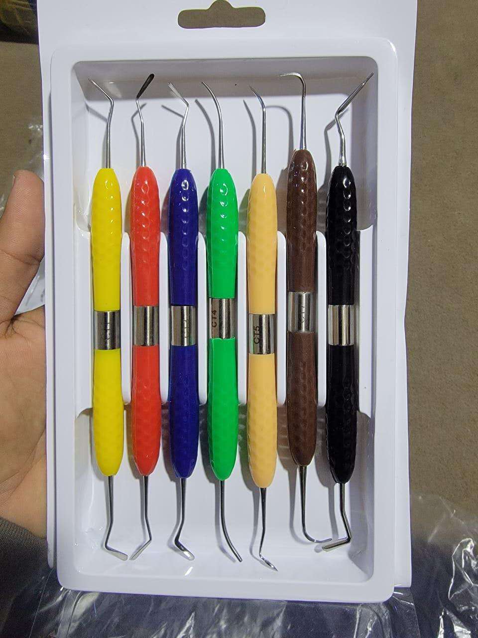 7Pcs Dental Composite Resin Filling Instrument Set, Color Silicone Handle Aesthetic Restoration Kit