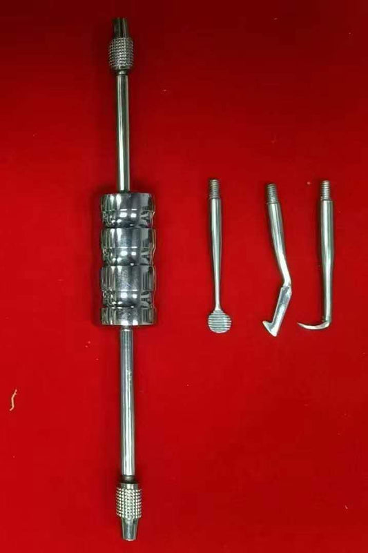 Dental Crown Remover Set, Stainless Steel Manual Crown Remover with 3 Attachments for Crown & Bridge Removal
