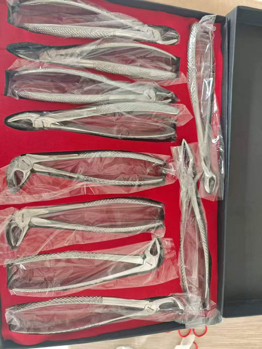10Pcs Dental Extracting Forceps Set, Stainless Steel Tooth Extraction Forceps Kit for Adult Teeth