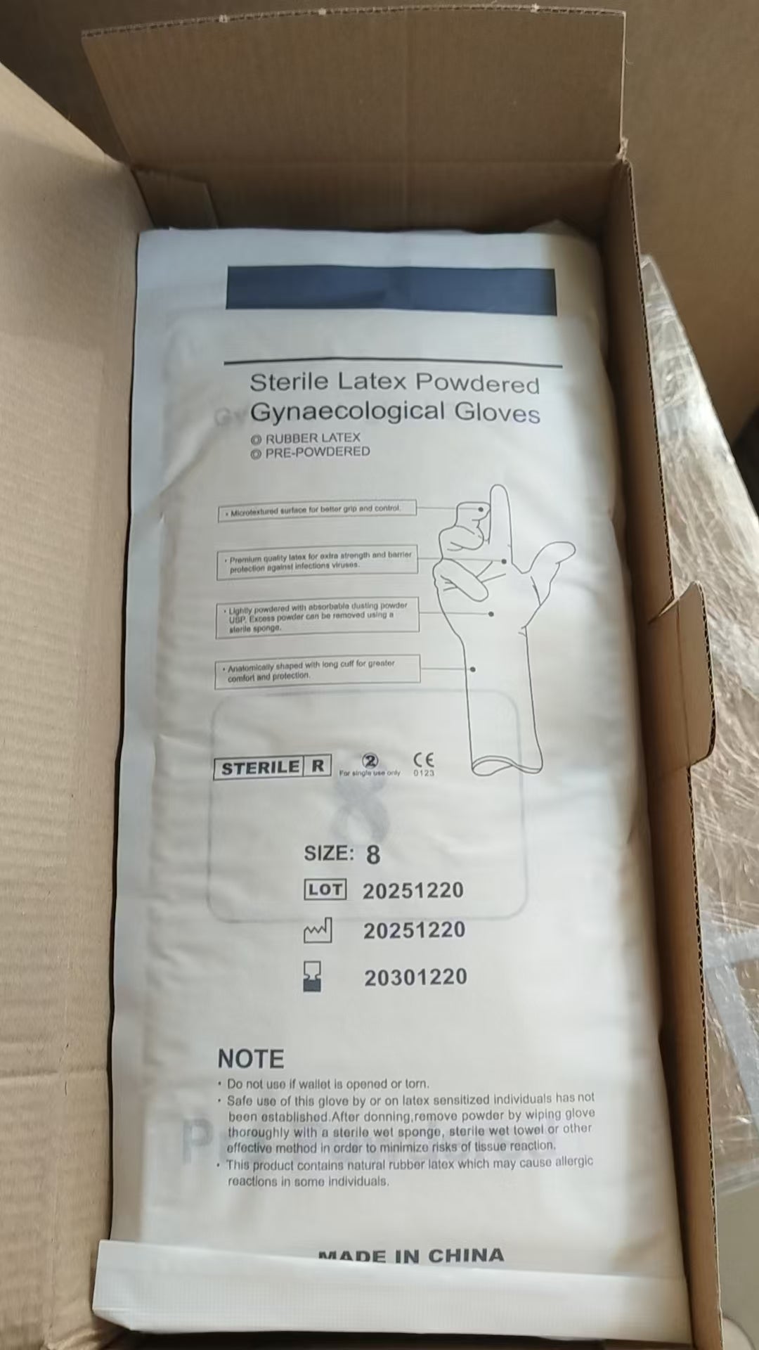 Sterile Latex Powdered Gynaecological Gloves