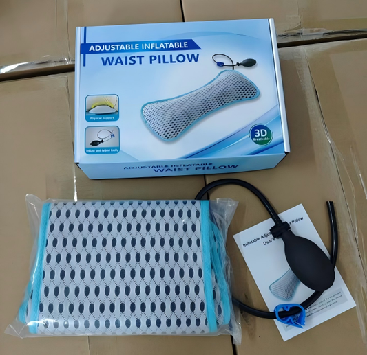 Adjustable inflatable lumbar pillow