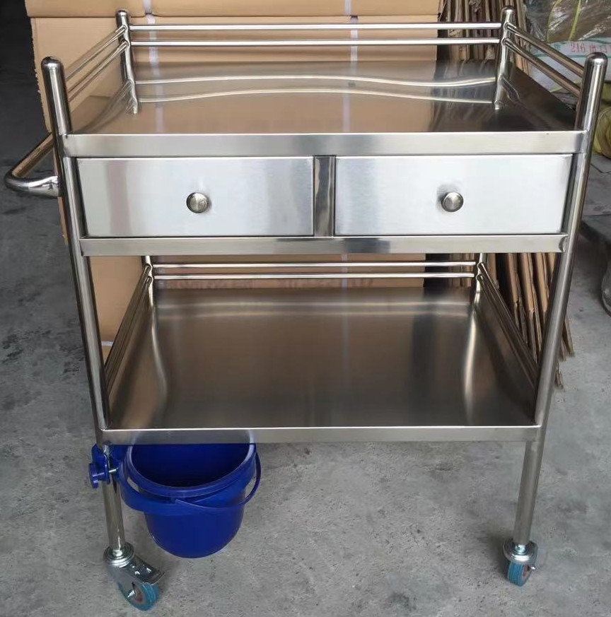 Luxury Assembled Double-Layer Trolley with Double Drawers (660×440×860mm / 600×400×860mm)