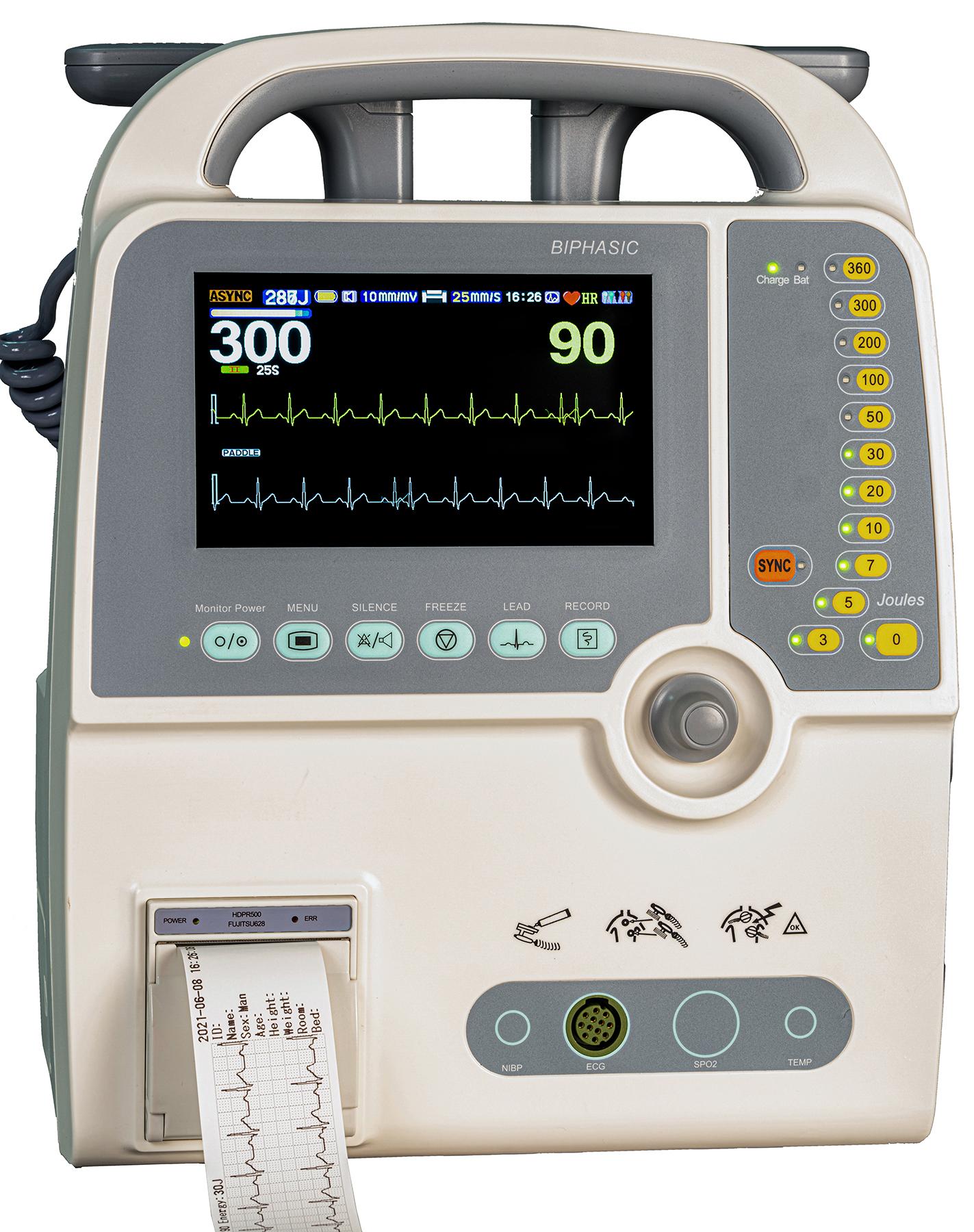 Biphasic Defibrillator Monitor (Defi-monitor) - Professional Emergency Cardiac Resuscitation Device with Multi-parameter Monitoring