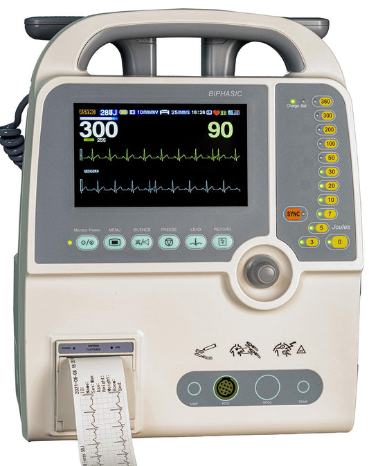 Biphasic Defibrillator Monitor (Defi-monitor) - Professional Emergency Cardiac Resuscitation Device with Multi-parameter Monitoring
