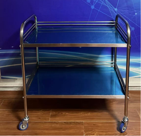 Stainless Steel Double-Layer Trolley with Pot (600×400×860mm)