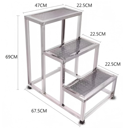 Three Step Stainless Steel Foot Stool