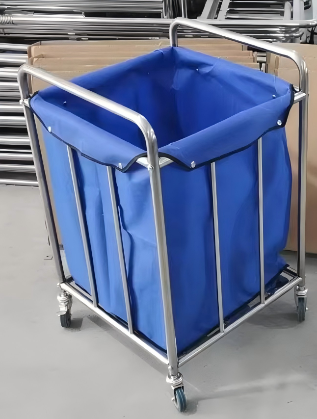 Square Stainless Steel Dirty Linen Trolley