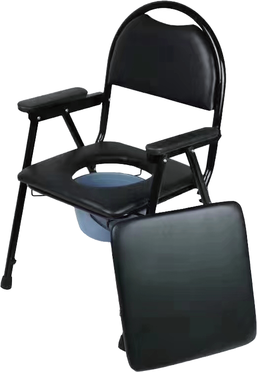 Foldable Commode Chair with Armrests and Backrest