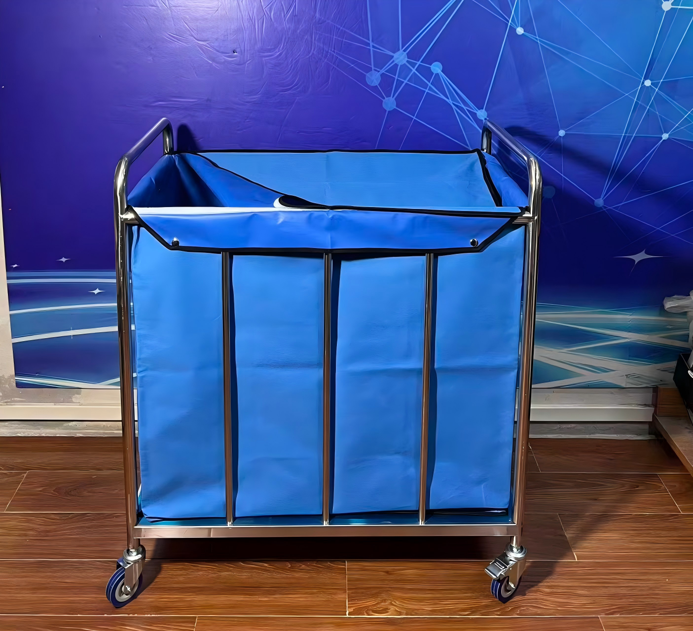 Stainless Steel Rectangular Dirty Linen Trolley