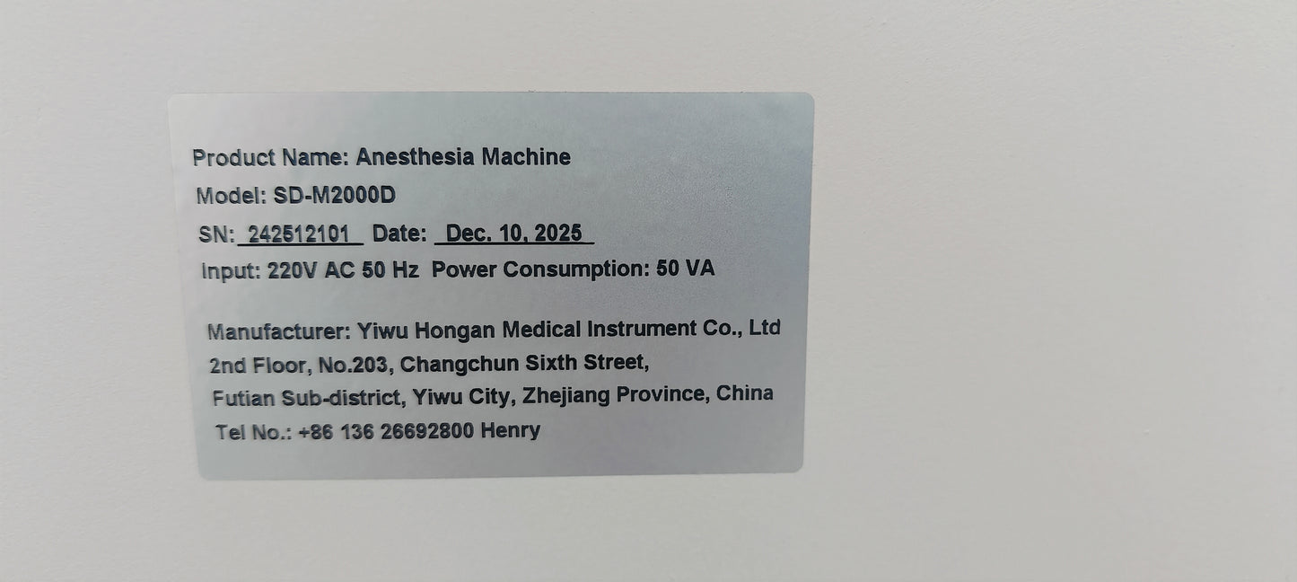 High-Performance Anesthesia Machine with Halothane & Isoflurane Compatibility